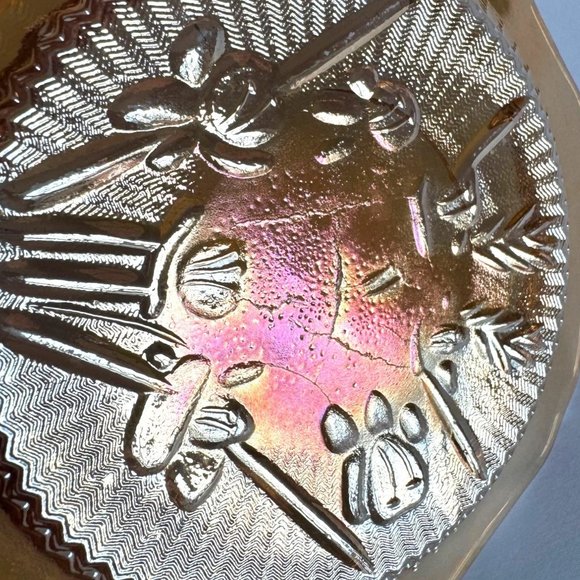 Vintage Jeannette - Iris & Herringbone - Iridescent Marigold Saucer - Picture 3 of 5